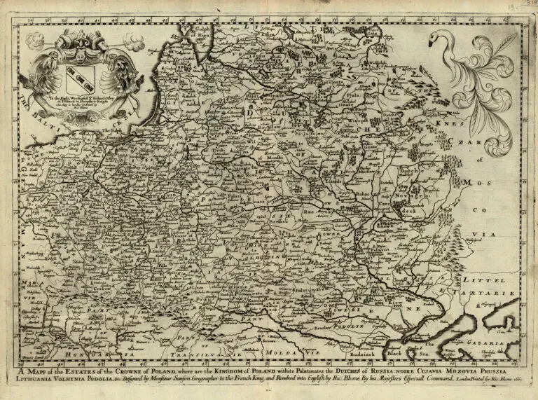 A Mapp of the Estates of the Crowne of Poland, where are the Kingdom of Poland with its Palatinates the Dutches of Russia Noire Cujavia Mozovia Prussia Lithuania Volhynia Podolia &c...1669,