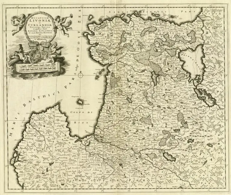 Ducatuum Livoniæ et Curlandiæ Novissima Tabula in Quibus sunt Estonia Litlandia...cum Privilegio Ord: Hollandiæ et West-Friesiæ.