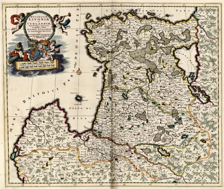 Ducatuum Livoniæ et Curlandiæ Novissima Tabula in Quibus sunt Estonia Litlandia...cum Privilegio Ord: Hollandiæ et West-Friesiæ.