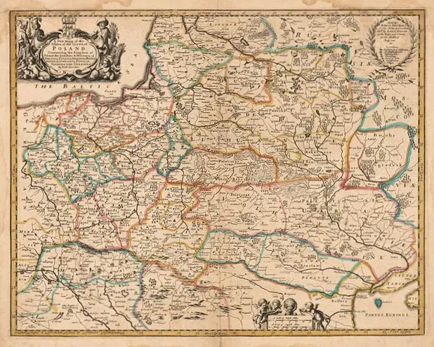 A New Mapp of the Estates of the Crown of Poland. Containing: the Kingdom of Poland the Dutchies & Provinces of Prussia..,
