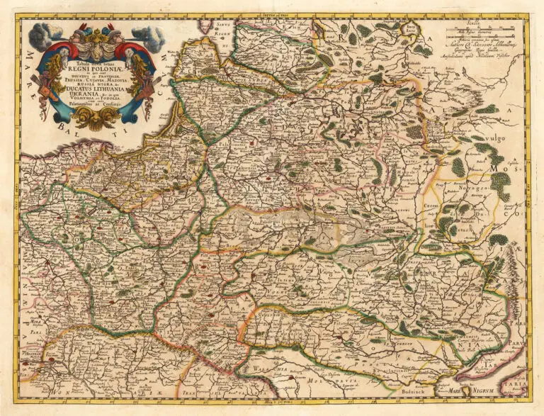 Tabula nova totius REGNI POLONIÆ. in quo sunt Ducatus et Provinciae Prussia, Cujavia, Mazovia, Russia Nigra, &c. DUCATUS LITHUANIA, UKRANIA, &c..,