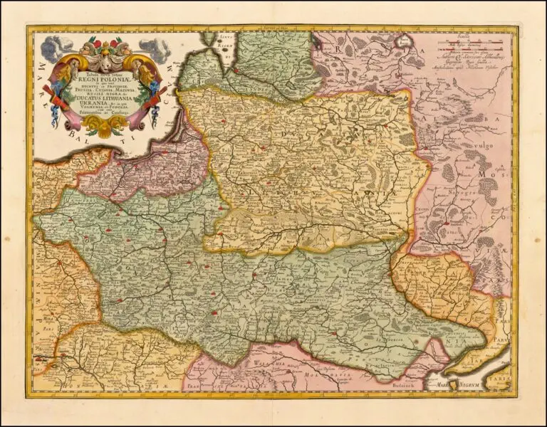 Tabula nova totius REGNI POLONIÆ. in quo sunt Ducatus et Provinciae Prussia, Cujavia, Mazovia, Russia Nigra, &c. DUCATUS LITHUANIA, UKRANIA, &c..,