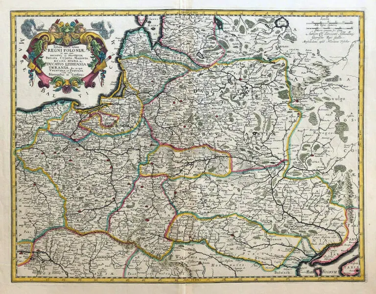 Tabula nova totius REGNI POLONIÆ. in quo sunt Ducatus et Provinciae Prussia, Cujavia, Mazovia, Russia Nigra, &c. DUCATUS LITHUANIA, UKRANIA, &c..,