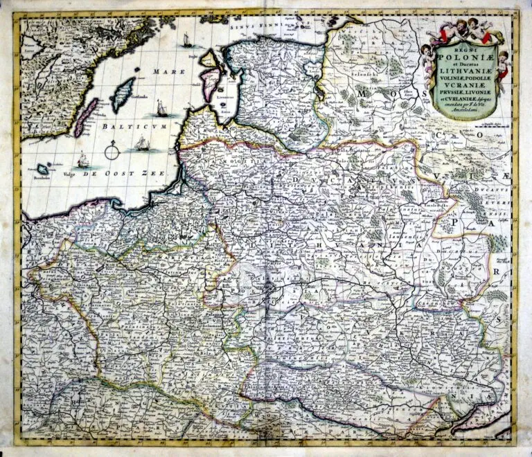 REGNI POLONIÆ et Dvcatus LITHVANIÆ, Voliniae, Podoliae Vcraniae Prvssiæ et Cvrlandiæ Novissima et Correctissima Descriptio..,