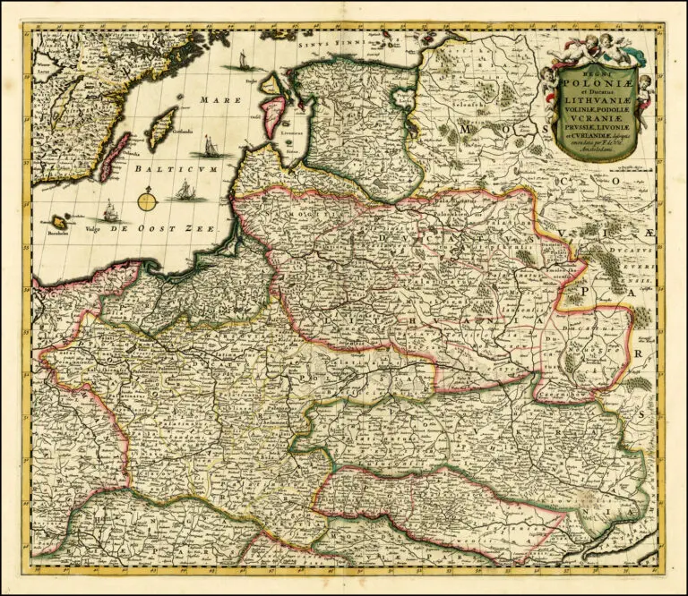 REGNI POLONIÆ et Dvcatus LITHVANIÆ, Voliniae, Podoliae Vcraniae Prvssiæ et Cvrlandiæ Novissima et Correctissima Descriptio..,