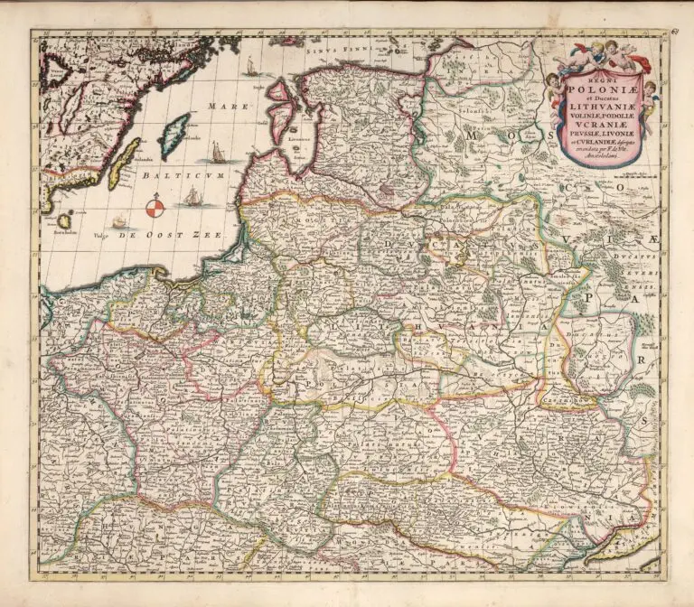 REGNI POLONIÆ et Dvcatus LITHVANIÆ, Voliniae, Podoliae Vcraniae Prvssiæ et Cvrlandiæ Novissima et Correctissima Descriptio..,