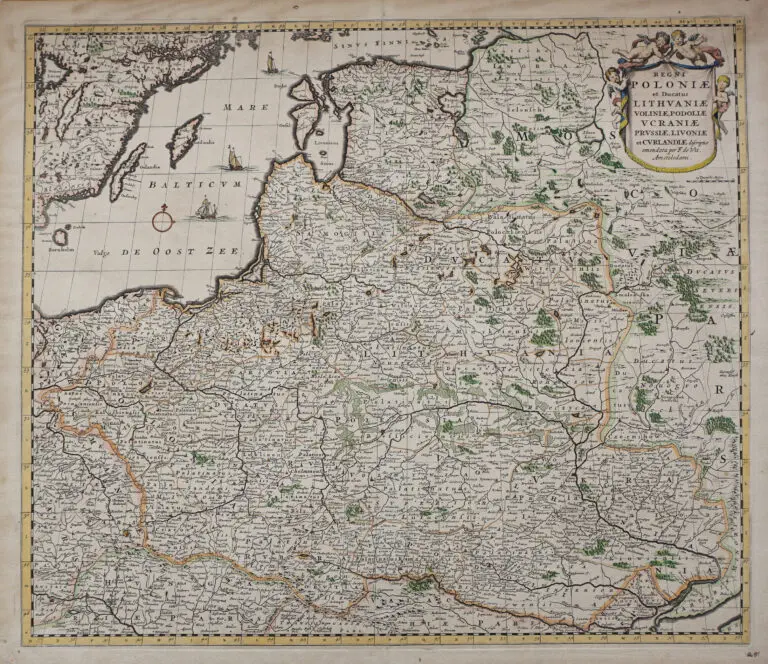 REGNI POLONIÆ et Dvcatus LITHVANIÆ, Voliniae, Podoliae Vcraniae Prvssiæ et Cvrlandiæ Novissima et Correctissima Descriptio..,