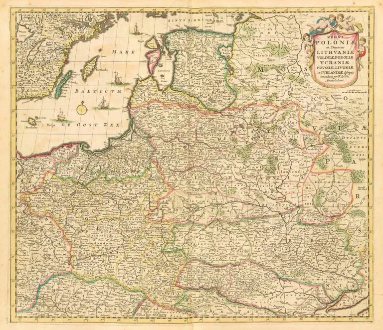 REGNI POLONIÆ et Dvcatus LITHVANIÆ, Voliniae, Podoliae Vcraniae Prvssiæ et Cvrlandiæ Novissima et Correctissima Descriptio..,