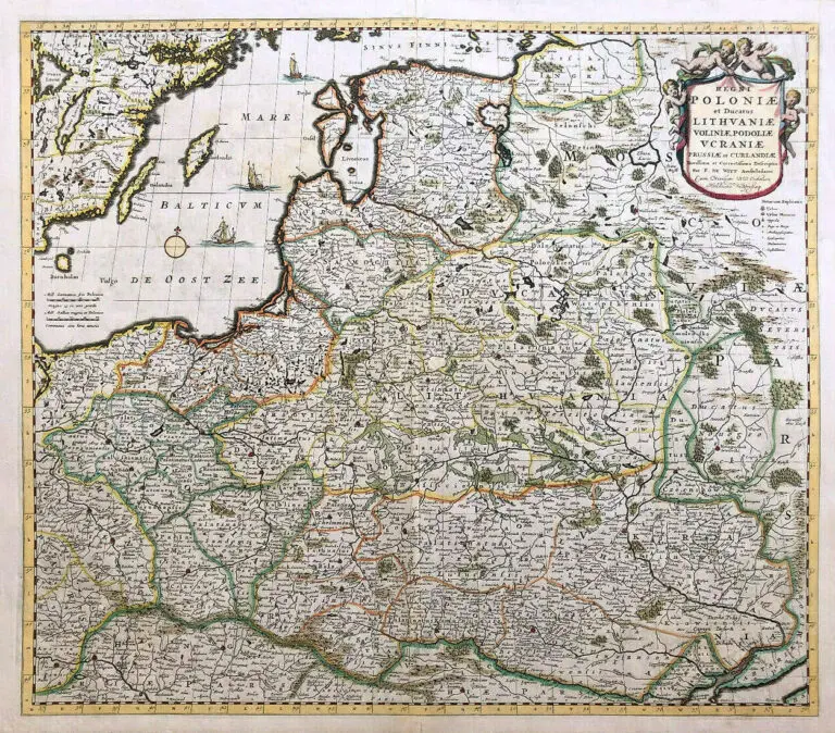 REGNI POLONIÆ  et Dvcatus LITHVANIÆ...descriptio emendata per F. de Wit. Amstelodami per F. de Witt Cum Privilegio..,