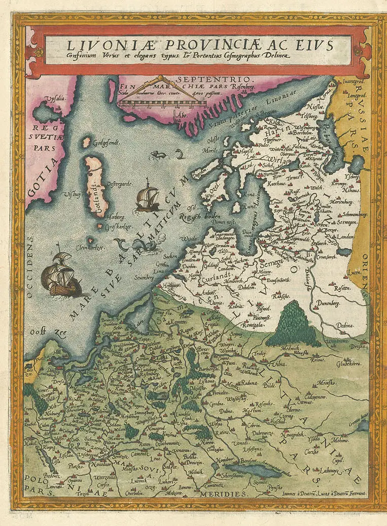 Livoniæ provinciæ ac eius confinium Verus et elegans typus Io Portantius cosmographus delinea
