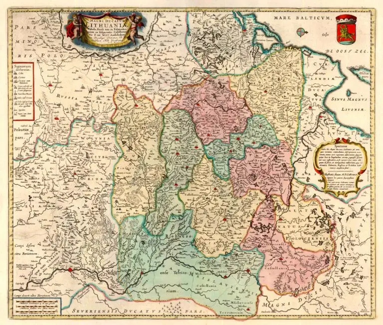 Magni Ducatus Lithuaniæ Tabula, Divisa tam in Palatinatus, quam in subjacentes Castellanias,