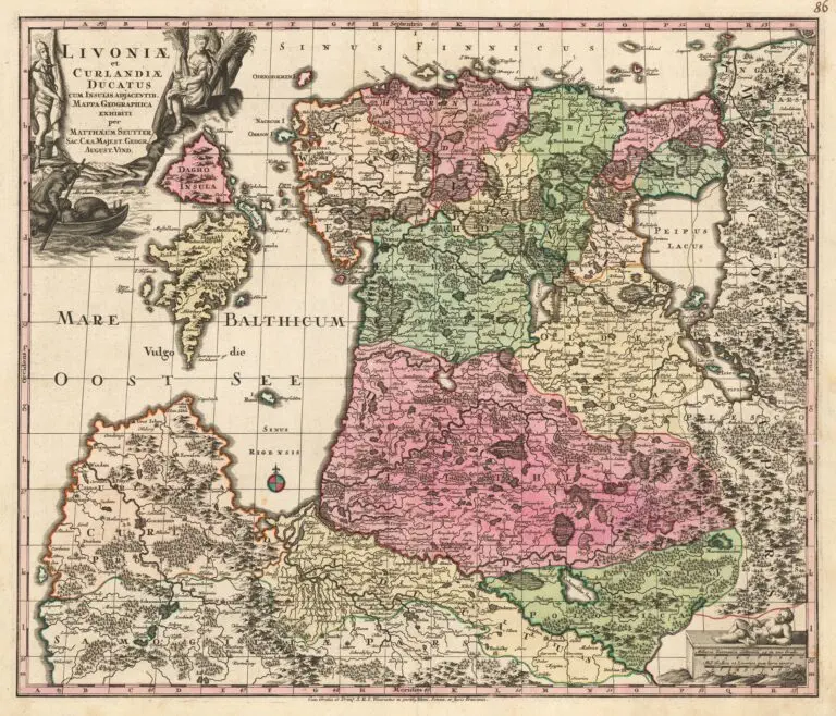 Livoniæ et Curlandiæ Ducatus cum Insulis Adjcentib.  Mappa Geographica Exhibiti..,