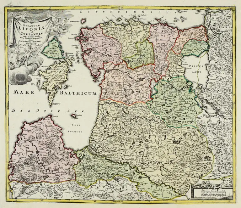 Dvcatvvm Livoniæ et Cvrlandiæ cum vicinis Insulis,