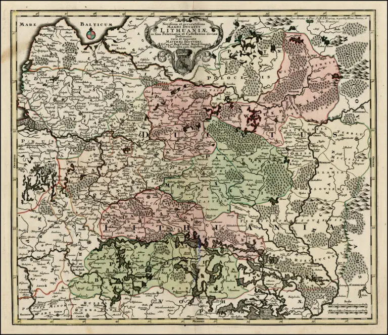 Novißima et accuratißima Magni Ducatus  Magni Ducatus Lithuaniæ in suos Palatinaus et Castellanias divisae Delineatio, cura et impressis Matthaei Seutteri, S. Caes. et reg. Cathol. Majest. Geogr. et Chalcographi Augustani,