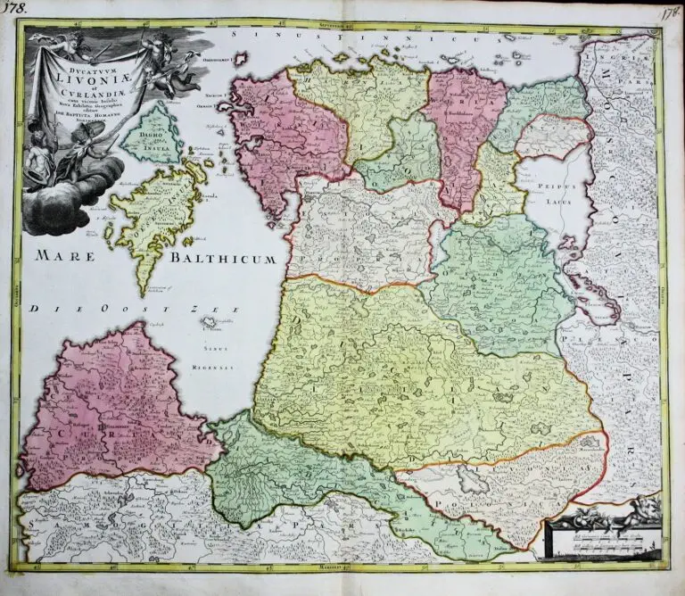 Dvcatvvm LIVONIÆ et Cvrlandiӕ, cum vicinis Insulis Nova Exhibitio Geographica. Editore IOH Homanno, Norimburgӕ,