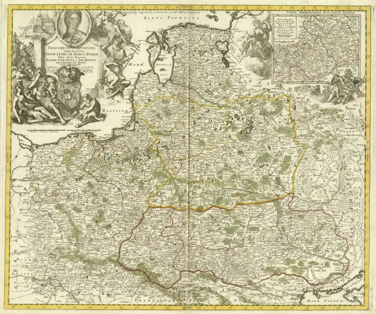 Friderico Augusto, vere Augusto, Polon. Lithuan. Borus. Pomer., Regi. Duci. Principi., Saxon. Utr. Duci. S. Imp. Elect., Haec. Imperii. Sui. Regna.