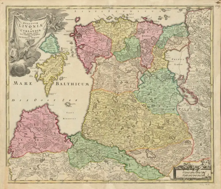 Dvcatvvm LIVONIÆ et Cvrlandiӕ, cum vicinis Insulis Nova Exhibitio Geographica. Editore IOH Homanno, Norimburgӕ,