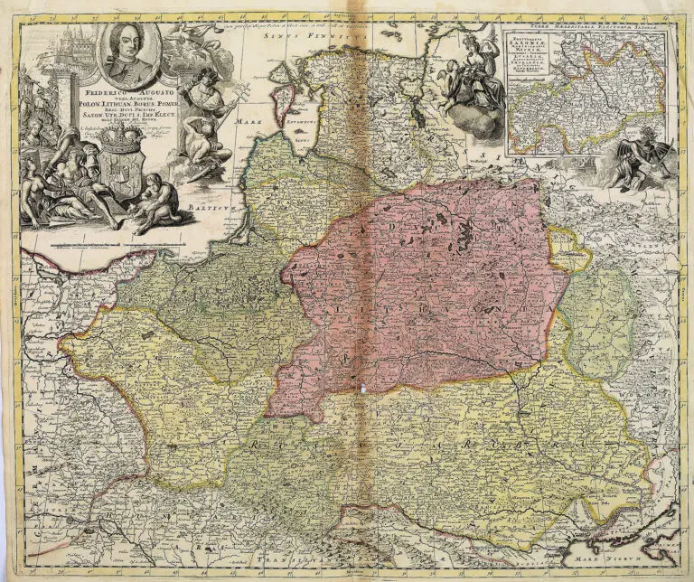 Friderico Augusto, vere Augusto, Polon. Lithuan. Borus. Pomer., Regi. Duci. Principi., Saxon. Utr. Duci. S. Imp. Elect., Haec. Imperii. Sui. Regna.
