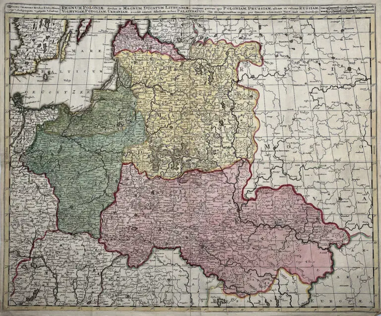 Regnum Poloniӕ divisum in Magnum Ducatum Lithuaniæ, Magnum parvam que Poloniam, Prussiam, albam et rubram Russiam, Volhyniam, Podoliam, Ukraniam...per Gerard et Leonard Valk. Amst. cum Privilegio,