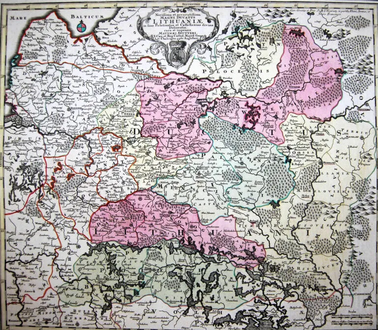 Novißima et accuratißima Magni Ducatus  Magni Ducatus Lithuaniæ in suos Palatinaus et Castellanias divisae Delineatio, cura et impressis Matthaei Seutteri, S. Caes. et reg. Cathol. Majest. Geogr. et Chalcographi Augustani,