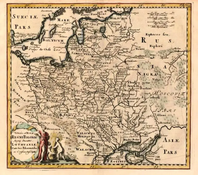 Veterius et Novæ REGNI POLONIÆ Magniq Ducatus, LITHUANIÆ Cum suis Palatinatibus ac Consinus Descriptio.