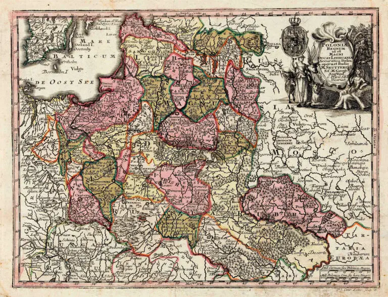 Poloniæ Regnum ut et Magni Ducat. Lithuaniæ Accuratiss. Delin. opera et studio M. Seutteri, S.C.M. Geogr. Aug. Vindel. C. Privil. S.R. I. Vicariat. Tob. Conr. Lotter sculpsit.
