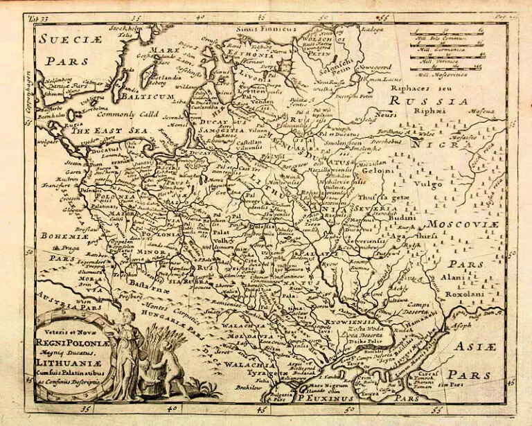 Veterius et Novæ REGNI POLONIÆ Magniq Ducatus, LITHUANIÆ Cum suis Palatinatibus ac Consinus Descriptio.