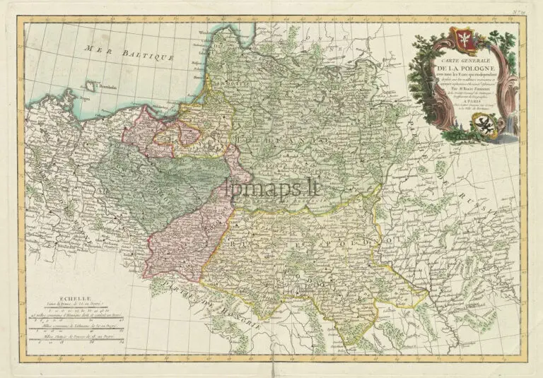 CARTE GENERALE DE LA POLOGNE avec tous les Etats qui en dependent,