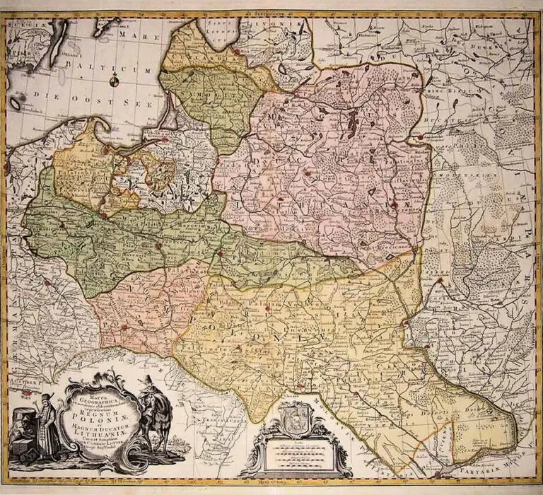 Mappa Geographica, ex novifsimus obfservationibus repraefentans  Regnum Poloniӕ  et Magnum Ducatum Lithuaniӕ,
