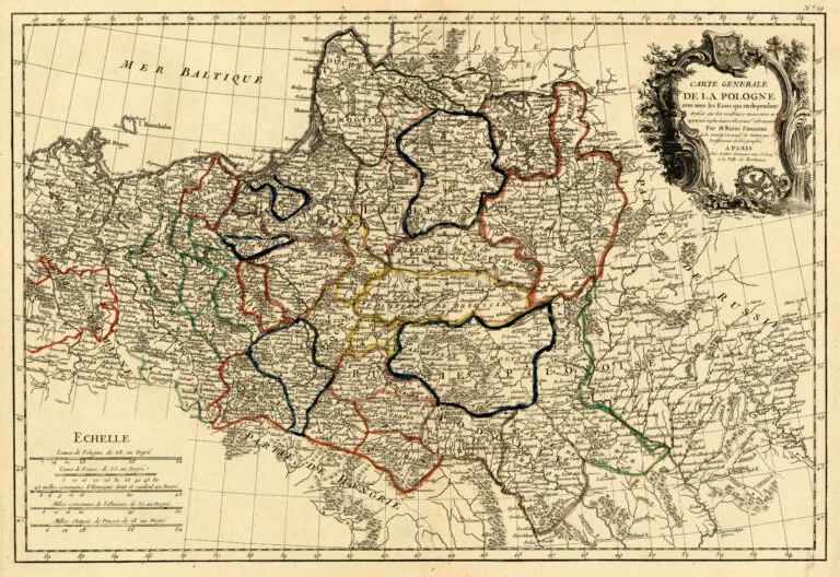 CARTE GENERALE DE LA POLOGNE avec tous les Etats qui en dependent,