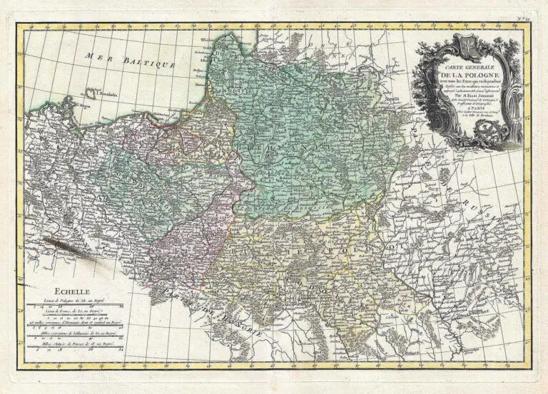 CARTE GENERALE DE LA POLOGNE avec tous les Etats qui en dependent,