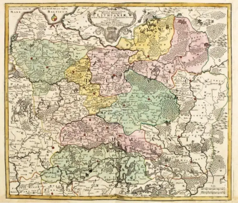 Novißima et accuratißima Magni Ducatus  Magni Ducatus Lithuaniæ in suos Palatinaus et Castellanias divisae Delineatio, cura et impressis Matthaei Seutteri, S. Caes. et reg. Cathol. Majest. Geogr. et Chalcographi Augustani,