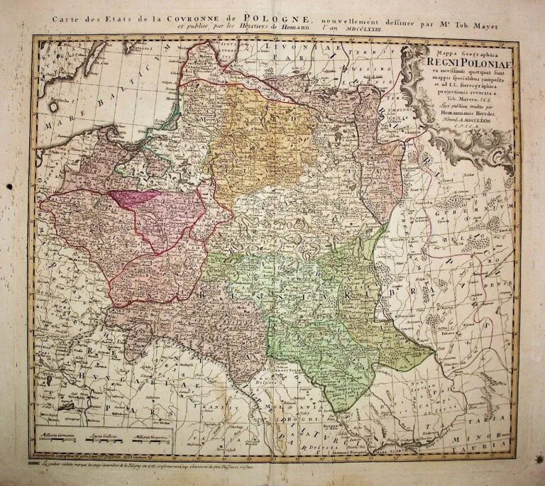 Mappa Geographica Regni Poloniae ex novissimis quot quot sunt mappis specialibus composita et ad L.L. stereographica projectionis / revocata a Tob. Mayero, S.C.S...
