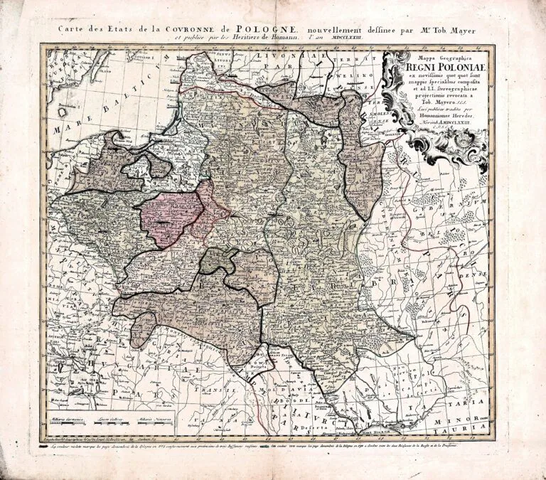 Mappa Geographica Regni Poloniae ex novissimis quot quot sunt mappis specialibus composita et ad L.L. stereographica projectionis / revocata a Tob. Mayero, S.C.S...