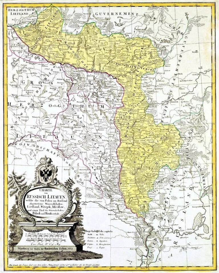 CHARTE von RUSSISICH LITAUEN, welche die von Polen an Russland abgetretene Woiewodschaften, Liefland, Witepsk, Msciflaw, und einen Theil der Woiewodsdchaften Polock und Minsk enthalt,