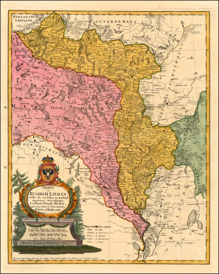 CHARTE von RUSSISICH LITAUEN, welche die von Polen an Russland abgetretene Woiewodschaften, Liefland, Witepsk, Msciflaw, und einen Theil der Woiewodsdchaften Polock und Minsk enthalt,