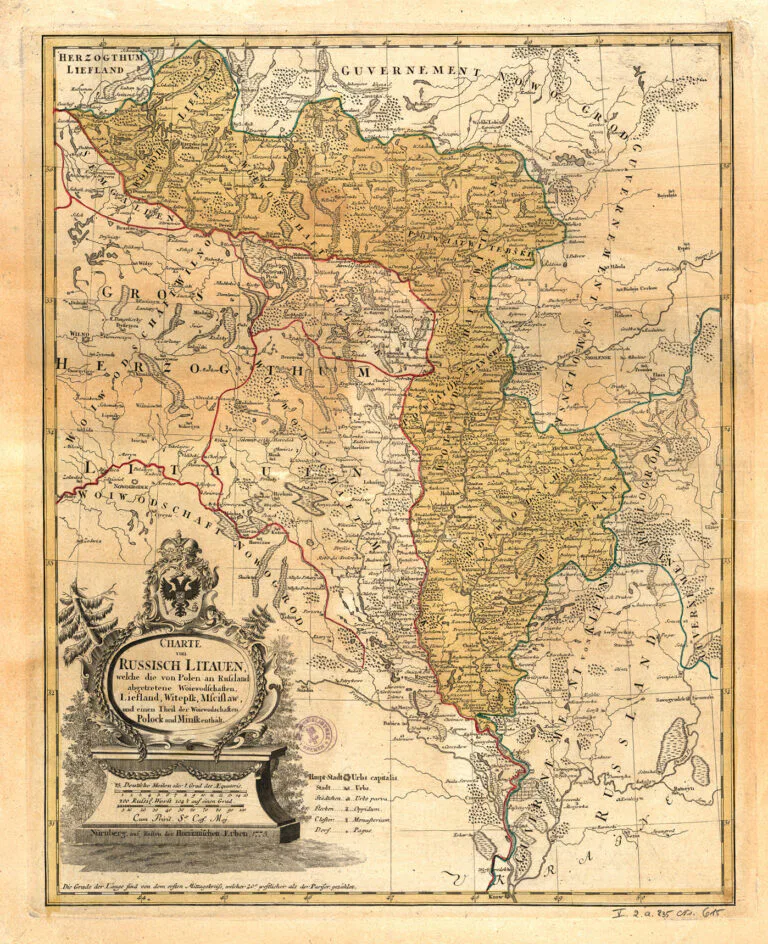 CHARTE von RUSSISICH LITAUEN, welche die von Polen an Russland abgetretene Woiewodschaften, Liefland, Witepsk, Msciflaw, und einen Theil der Woiewodsdchaften Polock und Minsk enthalt,