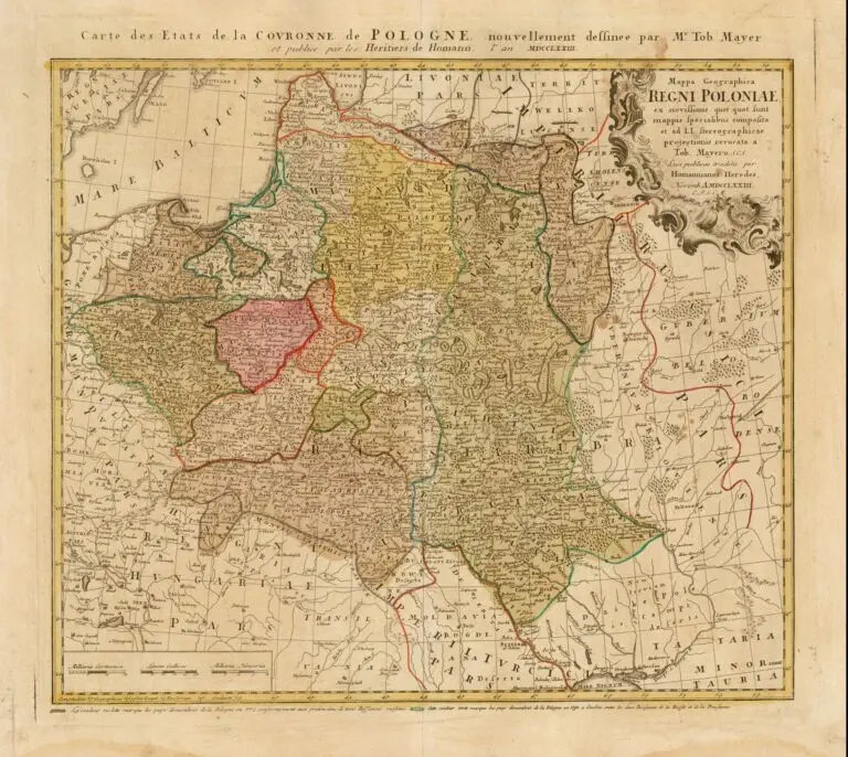 Mappa Geographica Regni Poloniæ ex novissimis...  Stereographicae projectionis revocata a Tob. Mayero ... MDCCLXXIII,