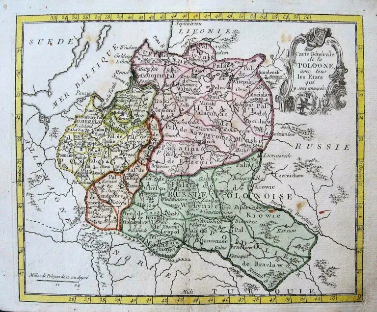 Carte générale de la POLOGNE avec tous les Etats qui y sont annexés,