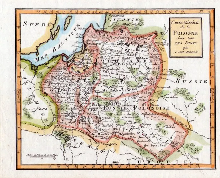 CARTE GENERAL de la POLOGNE Avec tous LES ETATS qui y sont annexes,