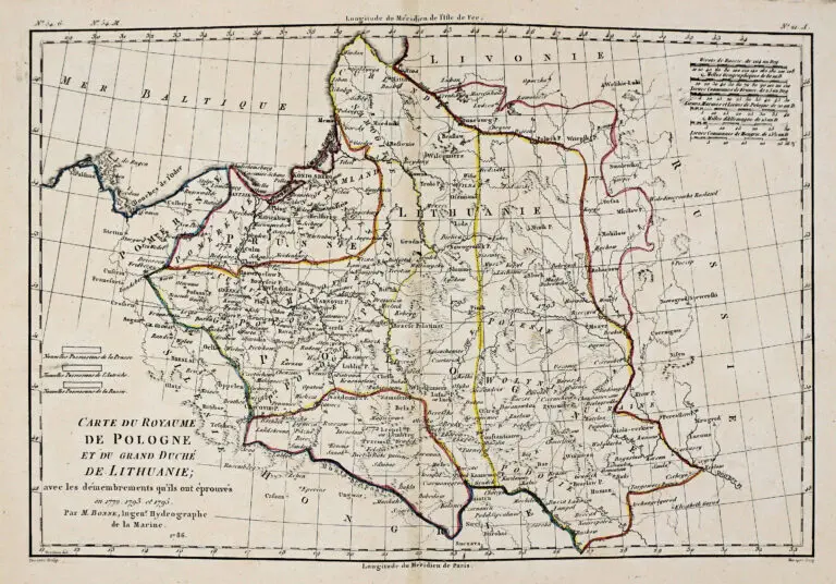 Carte du Royaume de Pologne et... Lithuanie avec les démembrements qu´ils ont éprouvés en 1772, 1793 et 1795,