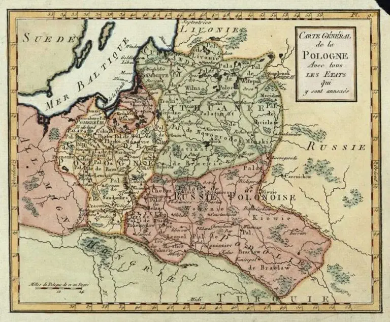 CARTE GENERAL de la POLOGNE Avec tous LES ETATS qui y sont annexes,