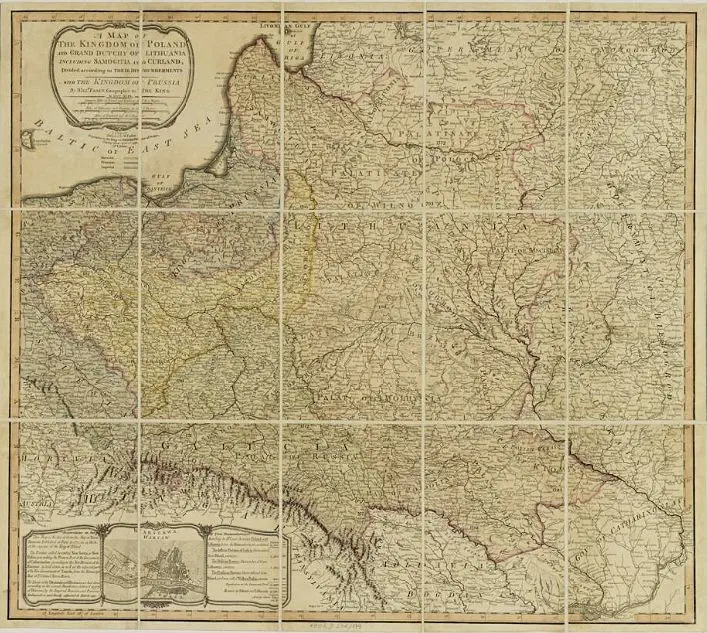 A Map of the Kingdom of Poland and the Grand Dutchy of Lithuania, including Samogitia and Curland, Divided according to their dismemberments,