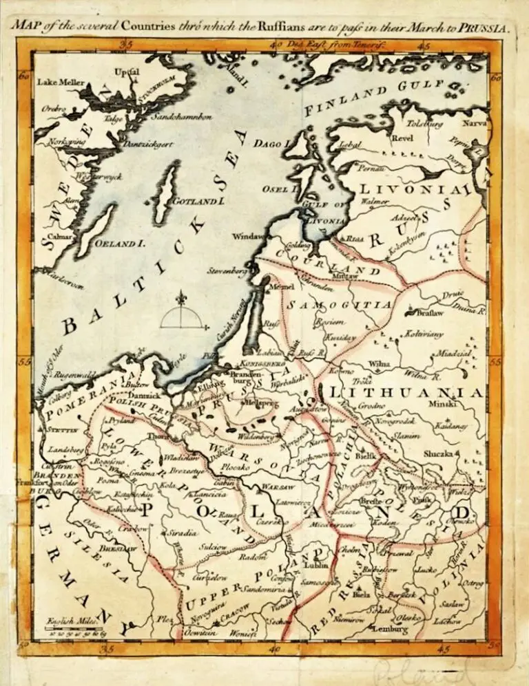 MAP of the several Countries throw which the Russians are to pass in their March to PRUSSIA.