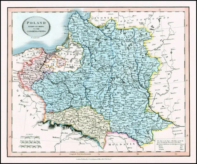 POLAND DIVIDED ACCORDING TO THE CONGRESS OF VIENNA,