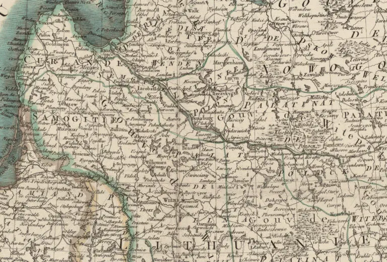 Carte routière de la Pologne , de la Lithuanie , de la Prusse et d