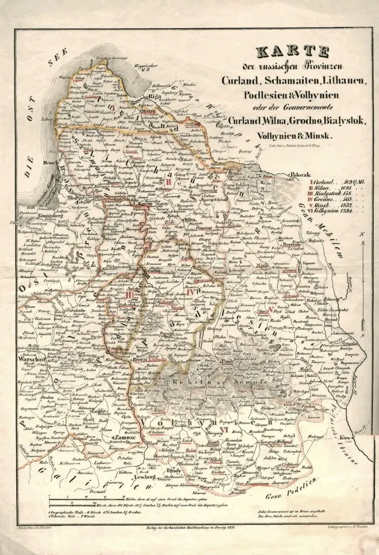 Karte der Russischen Provinzen Curland...Lithauen,