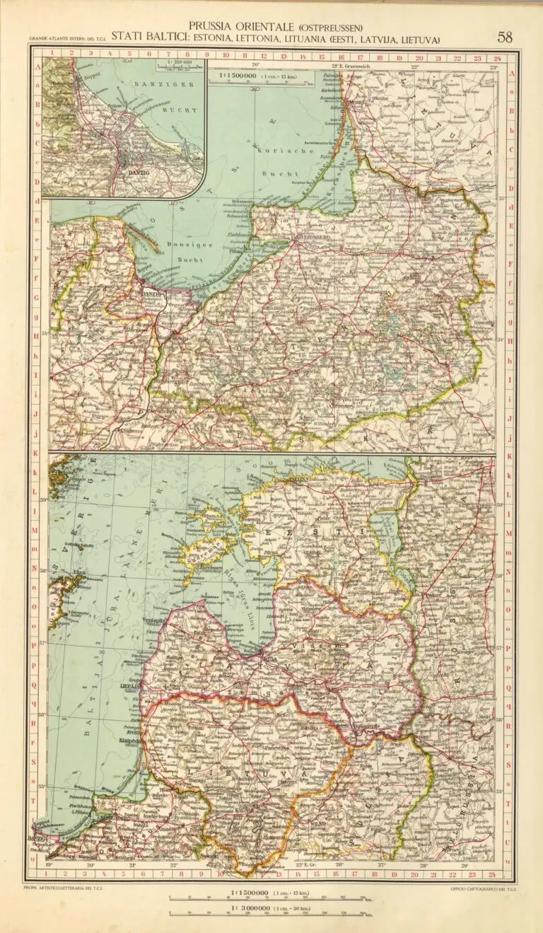Prussia orientale, Ost-preussen. Stati Baltici: Estonia, Lettonia, Lituania, Eesti, Lavtija, Lietuva,