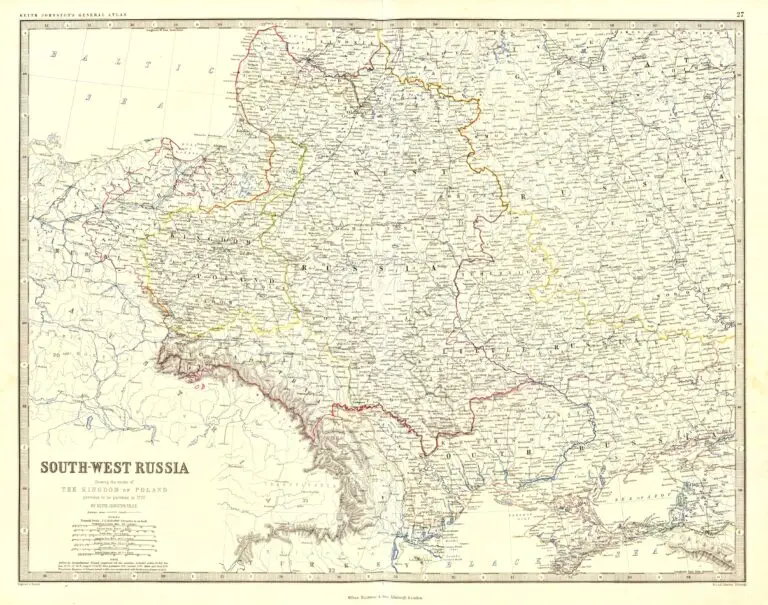 SOUTH-WEST RUSSIA Showing the extent of the KINGDOM OF POLAND previous to the partition in 1772...,