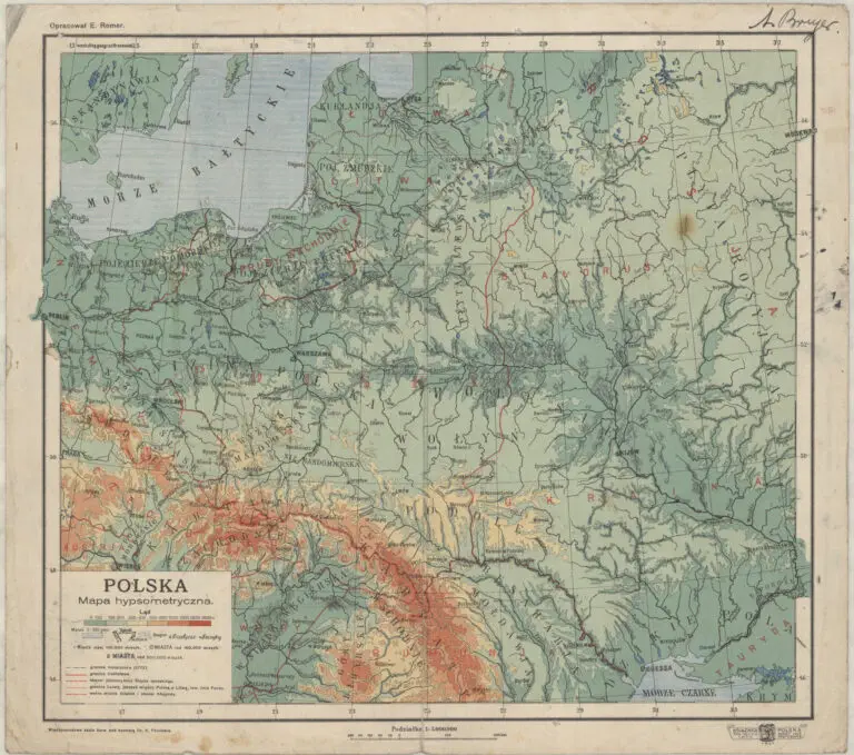 POLSKA Mapa hypsometryczna